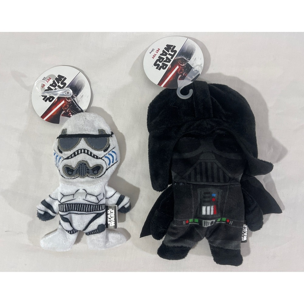 Star Wars Darth Vader Stormtrooper Pet Dog Toy Plush Figure 8" Flattie Crackle